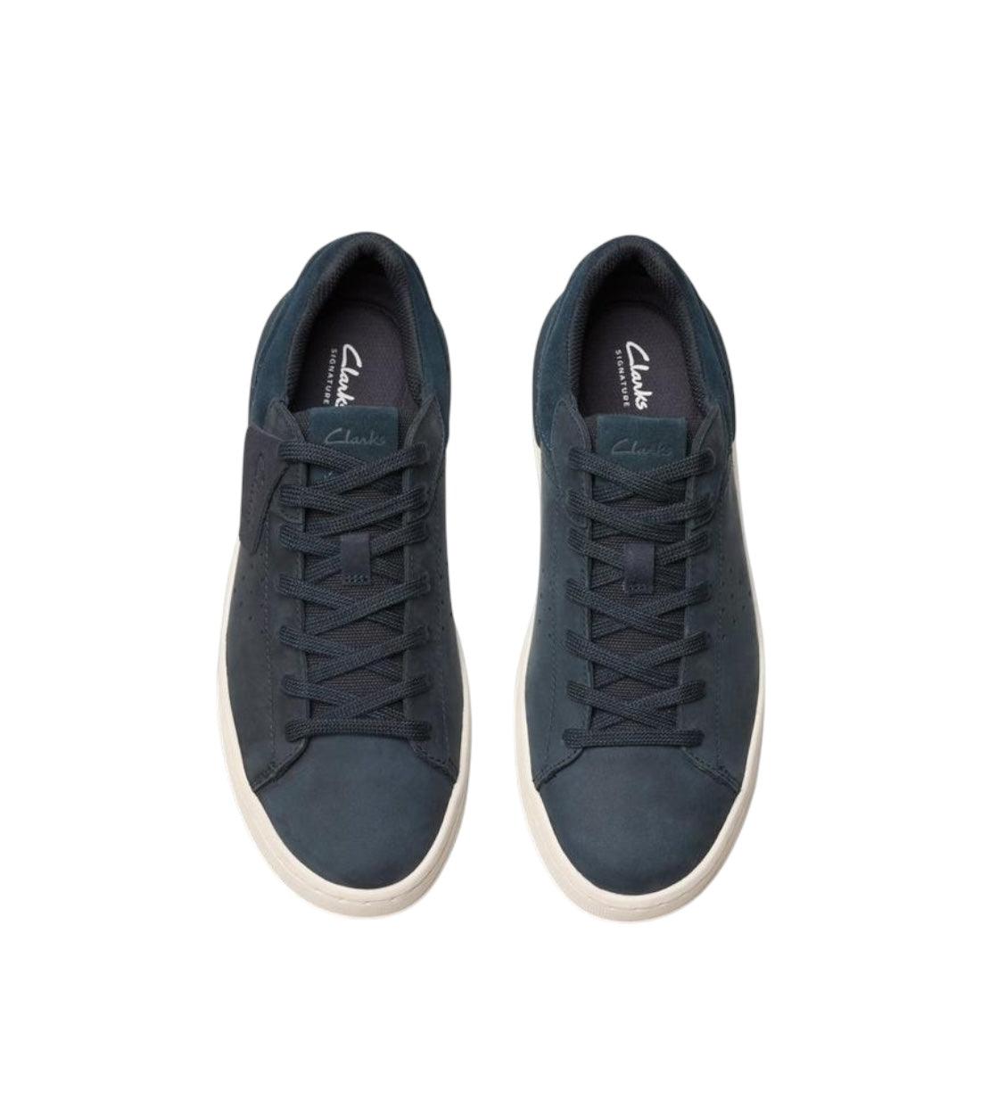 Clarks Donkerblauw Nubuck Sneakers Met Vetersluiting