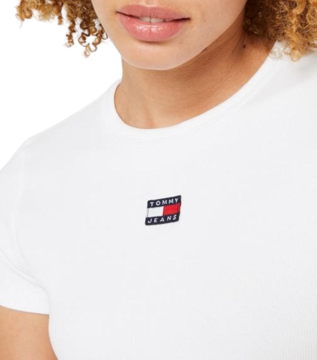Tommy Hilfiger Jeans Wit XS Badge T-shirt Dames