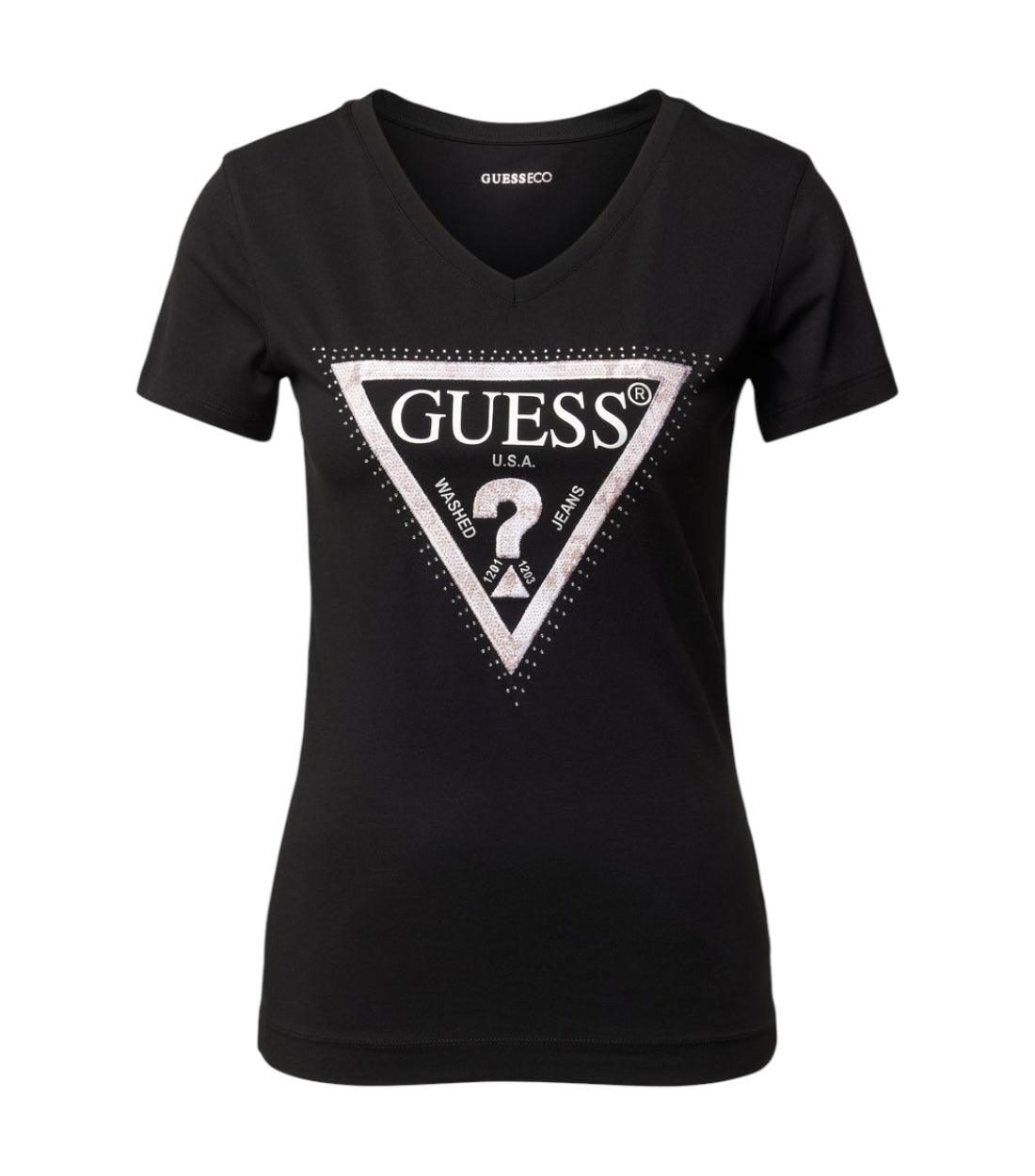 Guess Zwart Triangle Logo T-shirt