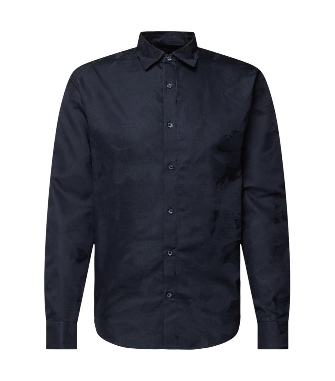 Armani Exchange Blauw Camo Regular Fit Overhemd Met Labelmotief