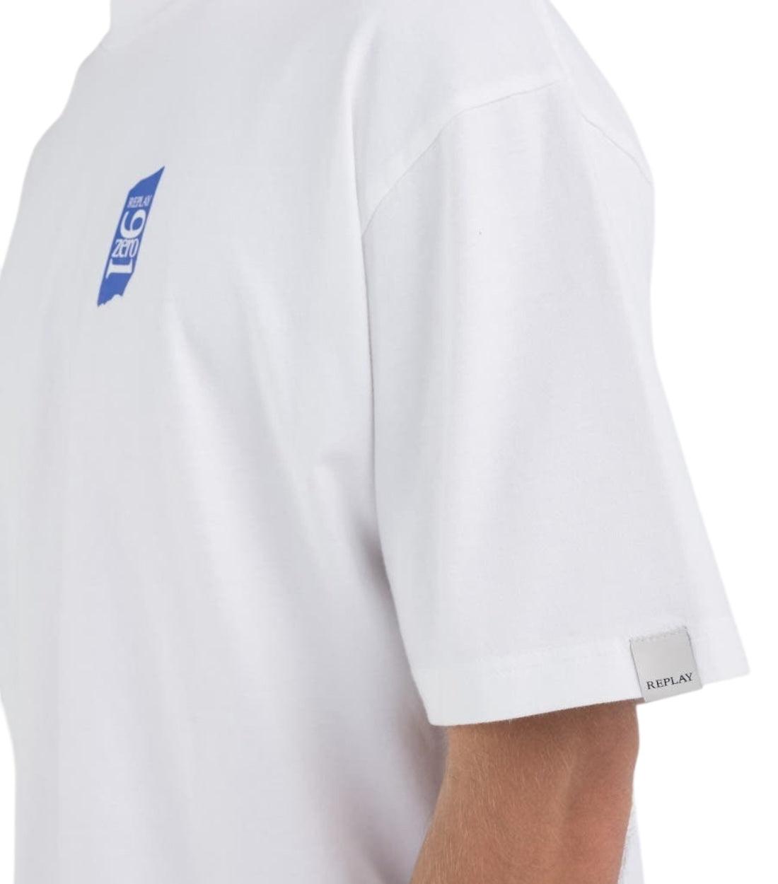 Replay Wit Unisex T-shirt met ronde hals en 9ZERO1-logo