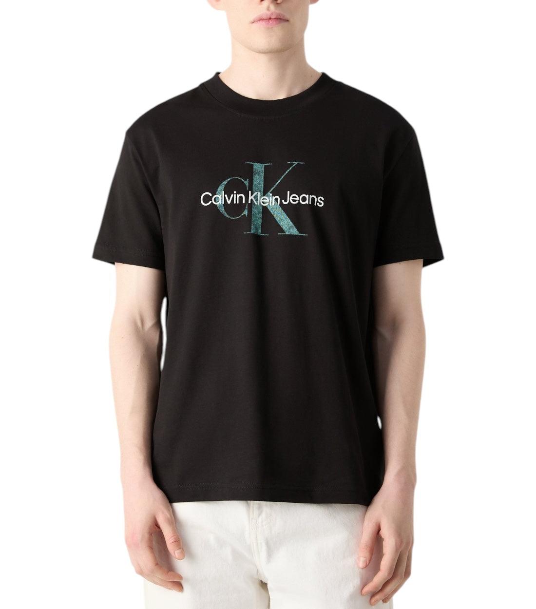 Calvin Klein Jeans Zwart Textured Monologo T-shirt