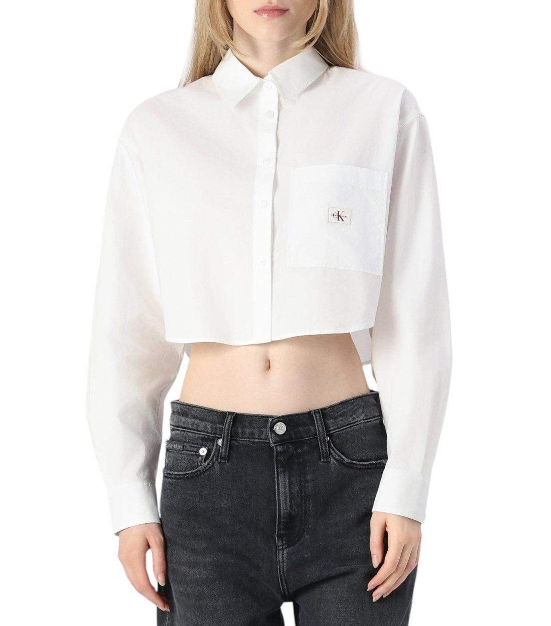 Calvin Klein Jeans Wit Label Cropped Blouse