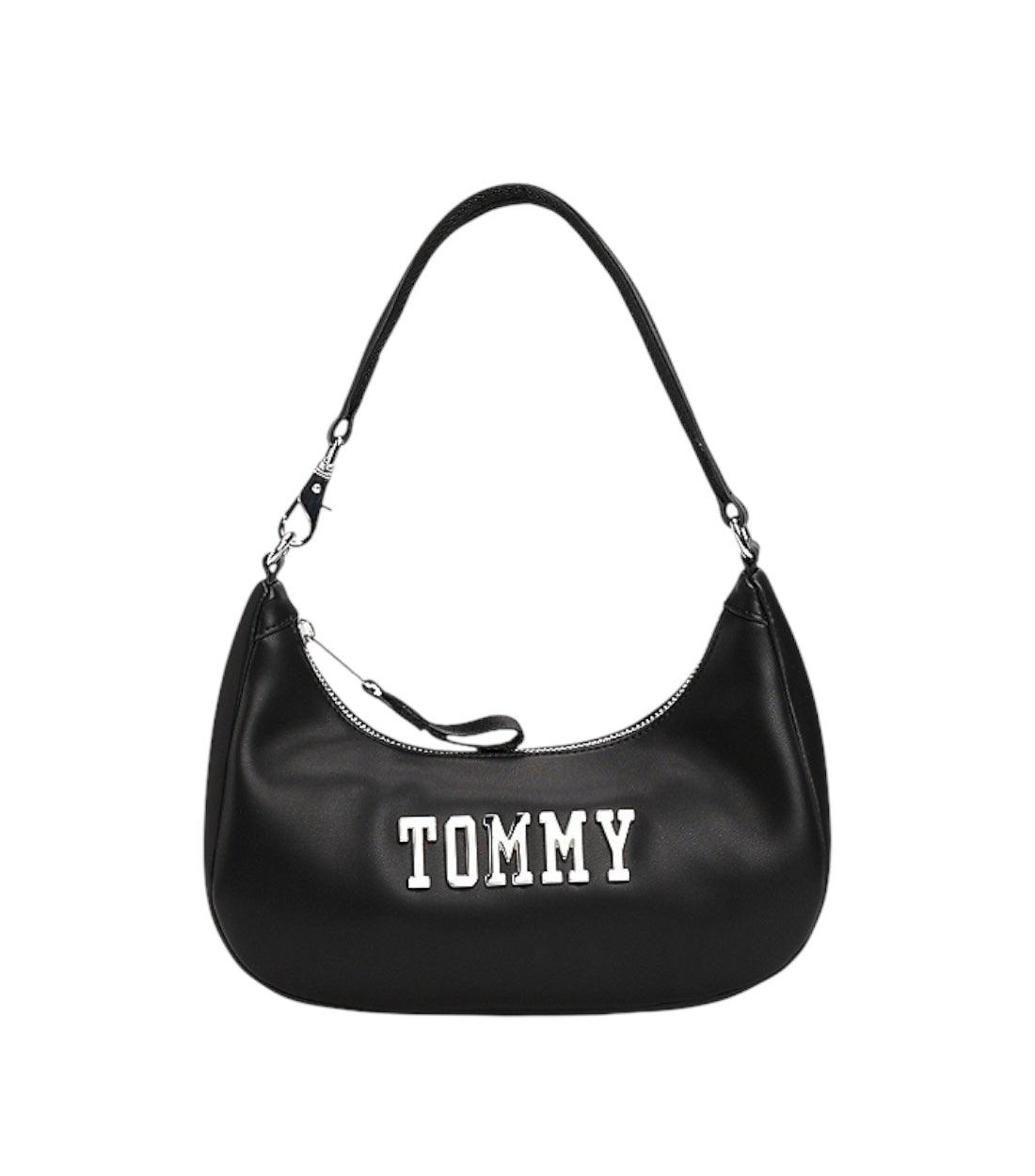 Tommy Hilfiger Jeans Zwart Schouder Tas Met Metalen Logo
