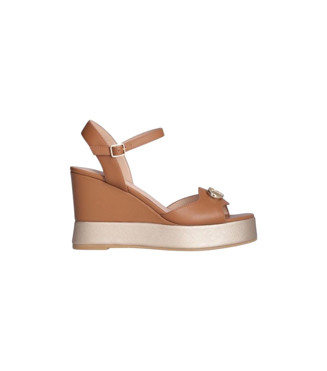 Liu Jo Bruin Leren Sandalen Met Sleehak