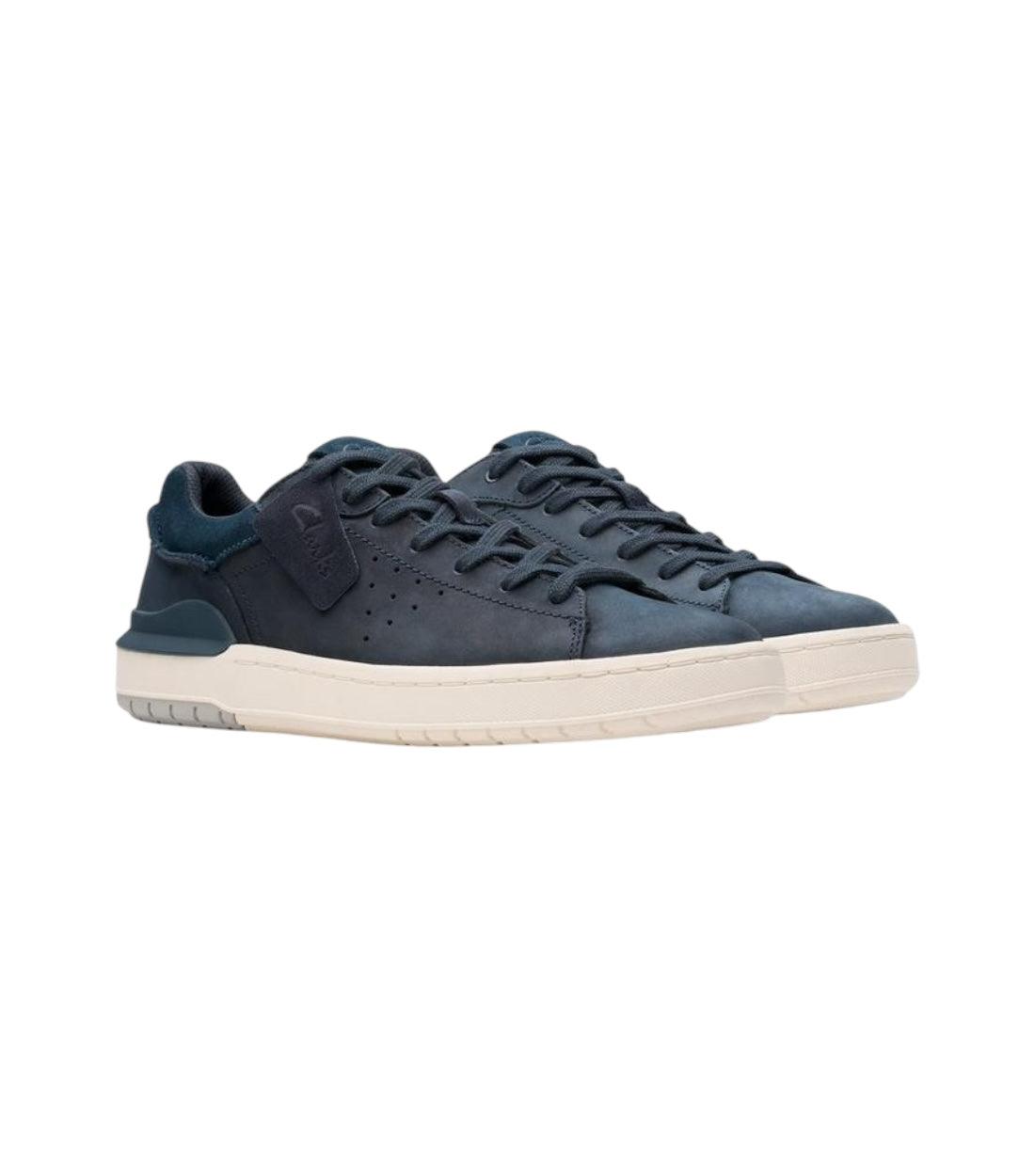 Clarks Donkerblauw Nubuck Sneakers Met Vetersluiting