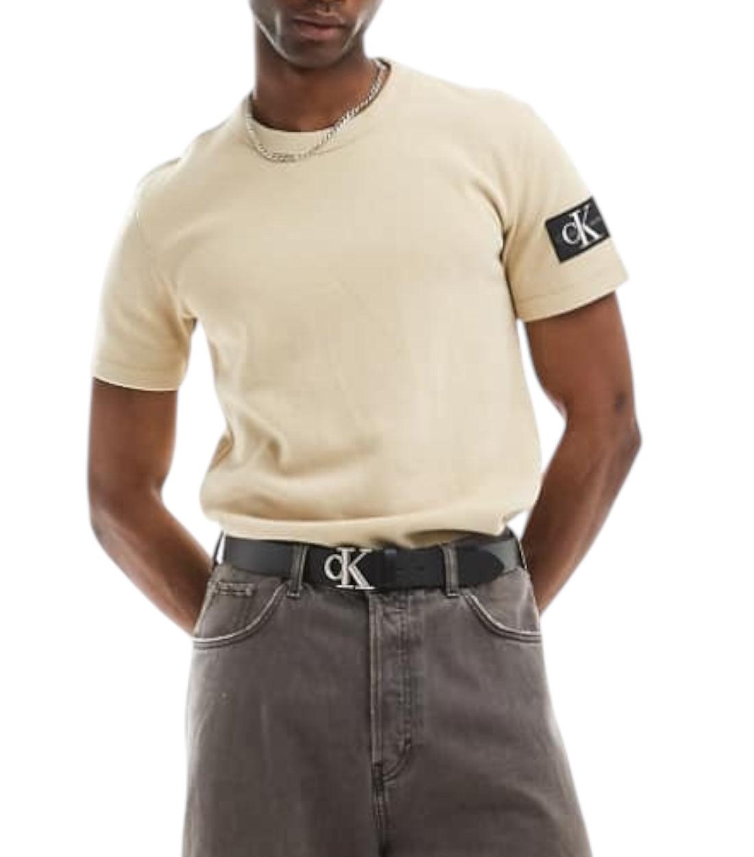 Calvin Klein Jeans Beige T-shirt Van Wafelstof