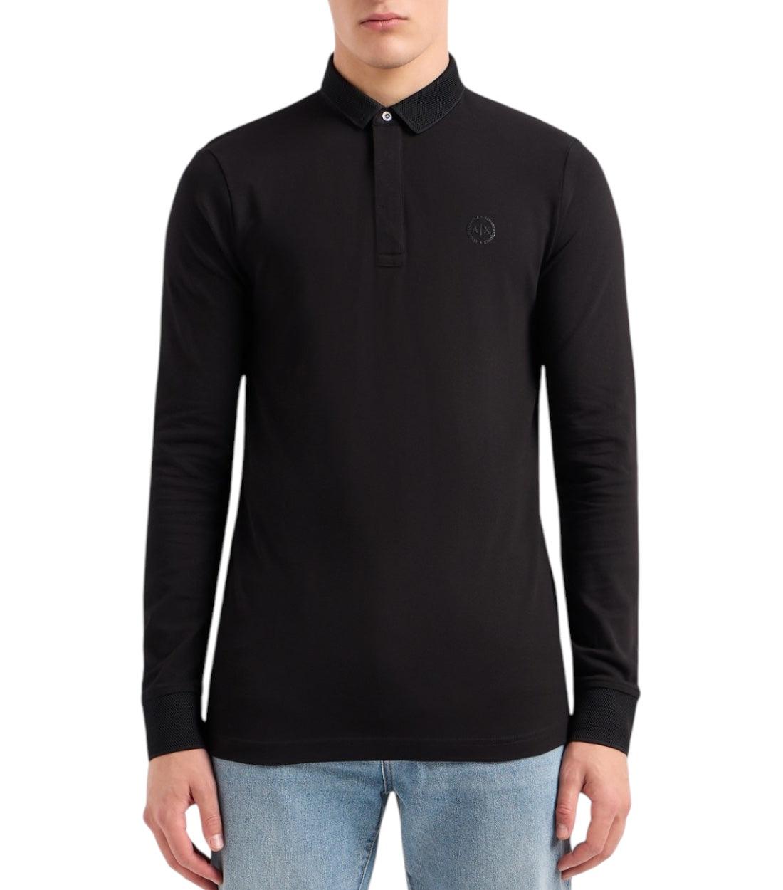 Armani Exchange Zwart Slim Fit Polo Met Lange Mouwen
