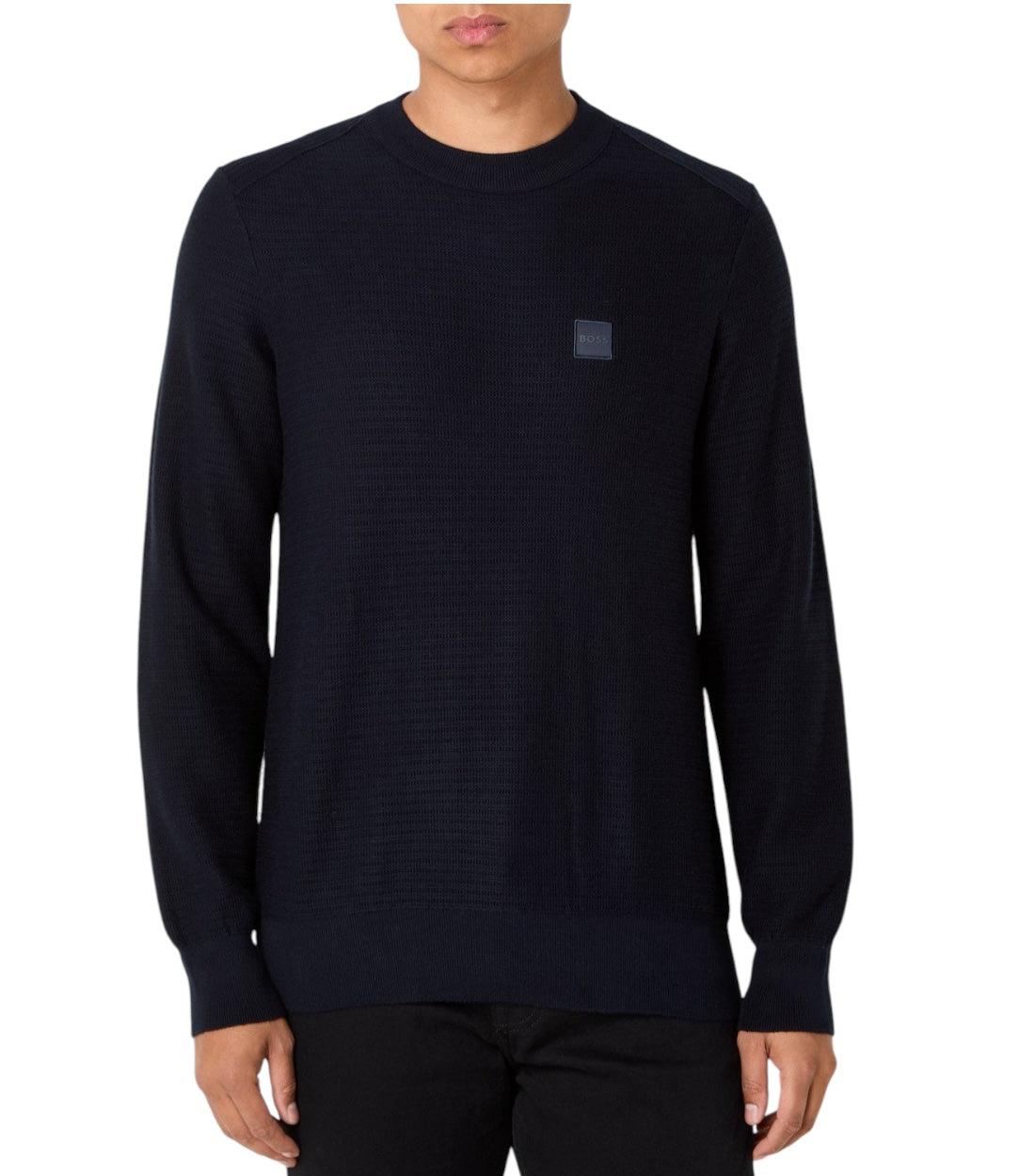 Boss Donkerblauw Anion Fijngebreide Pullover