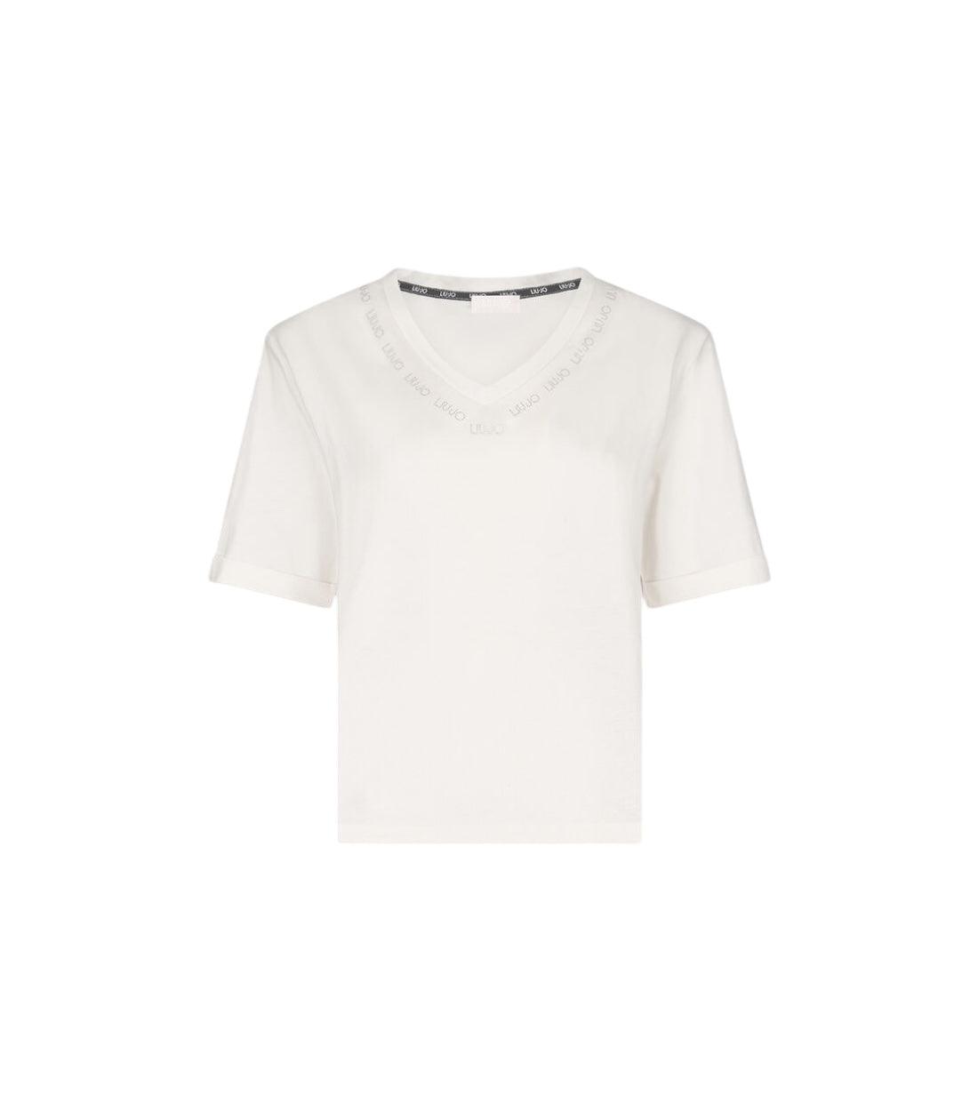 Liu Jo Wit V-hals T-shirt Met Logo