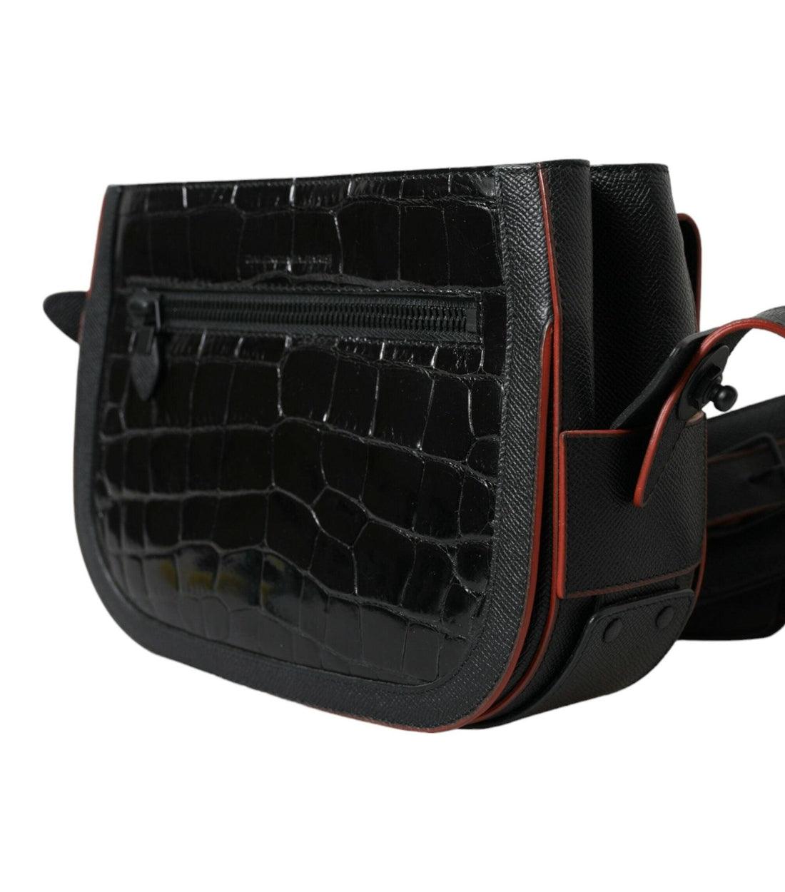 Balenciaga Luxe Zwarte Krokodillenleren Camera Tas