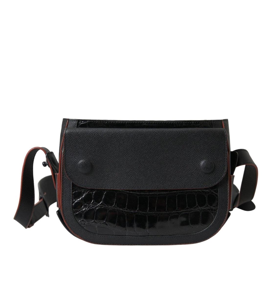 Balenciaga Luxe Zwarte Krokodillenleren Camera Tas