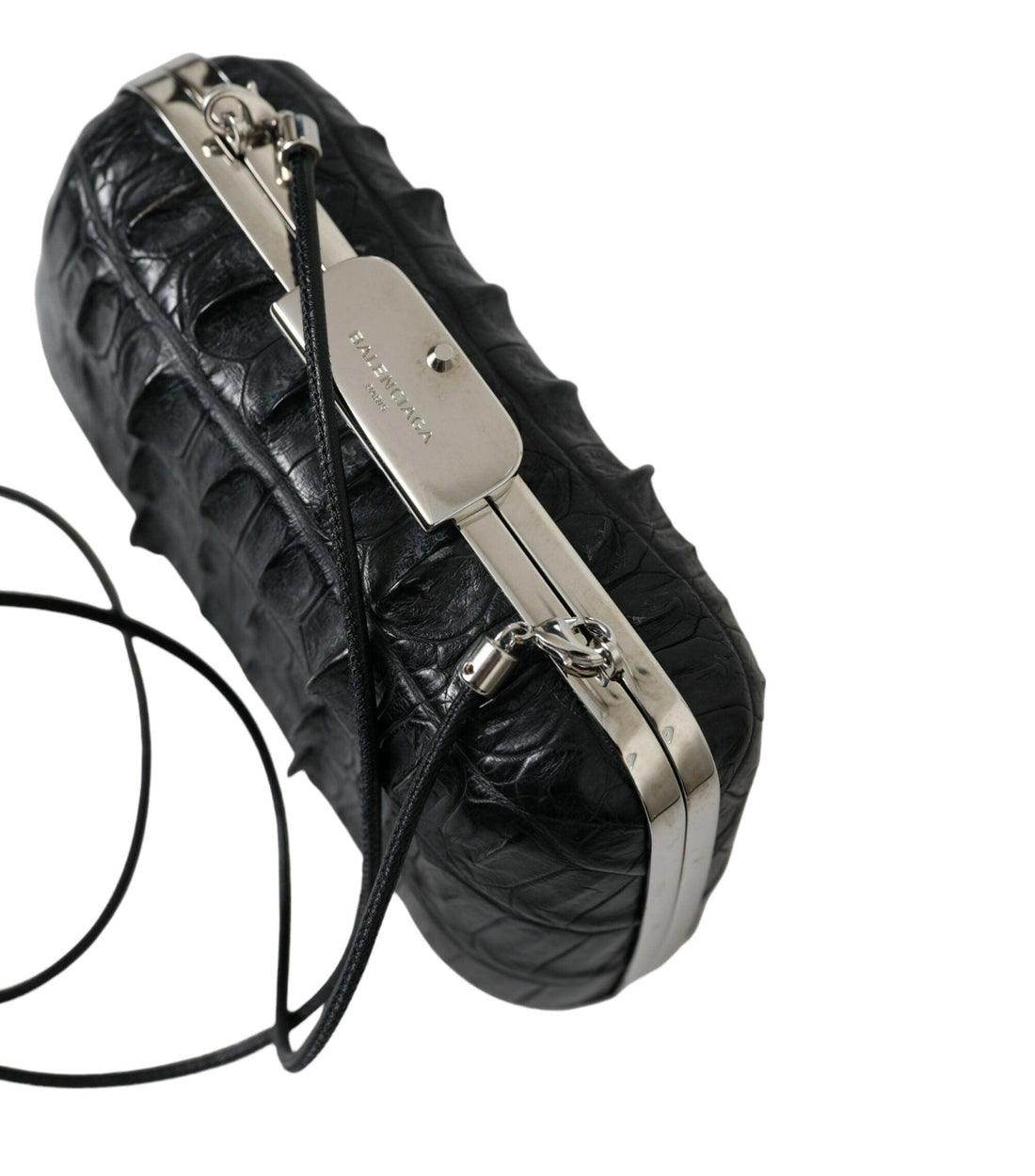 Balenciaga Luxe Zwarte Krokodillenleer Clutch