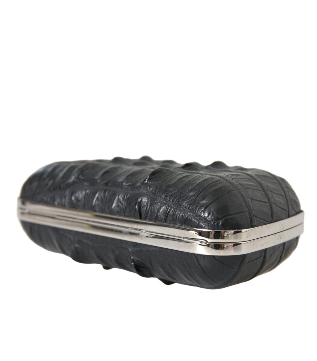 Balenciaga Luxe Zwarte Krokodillenleer Clutch