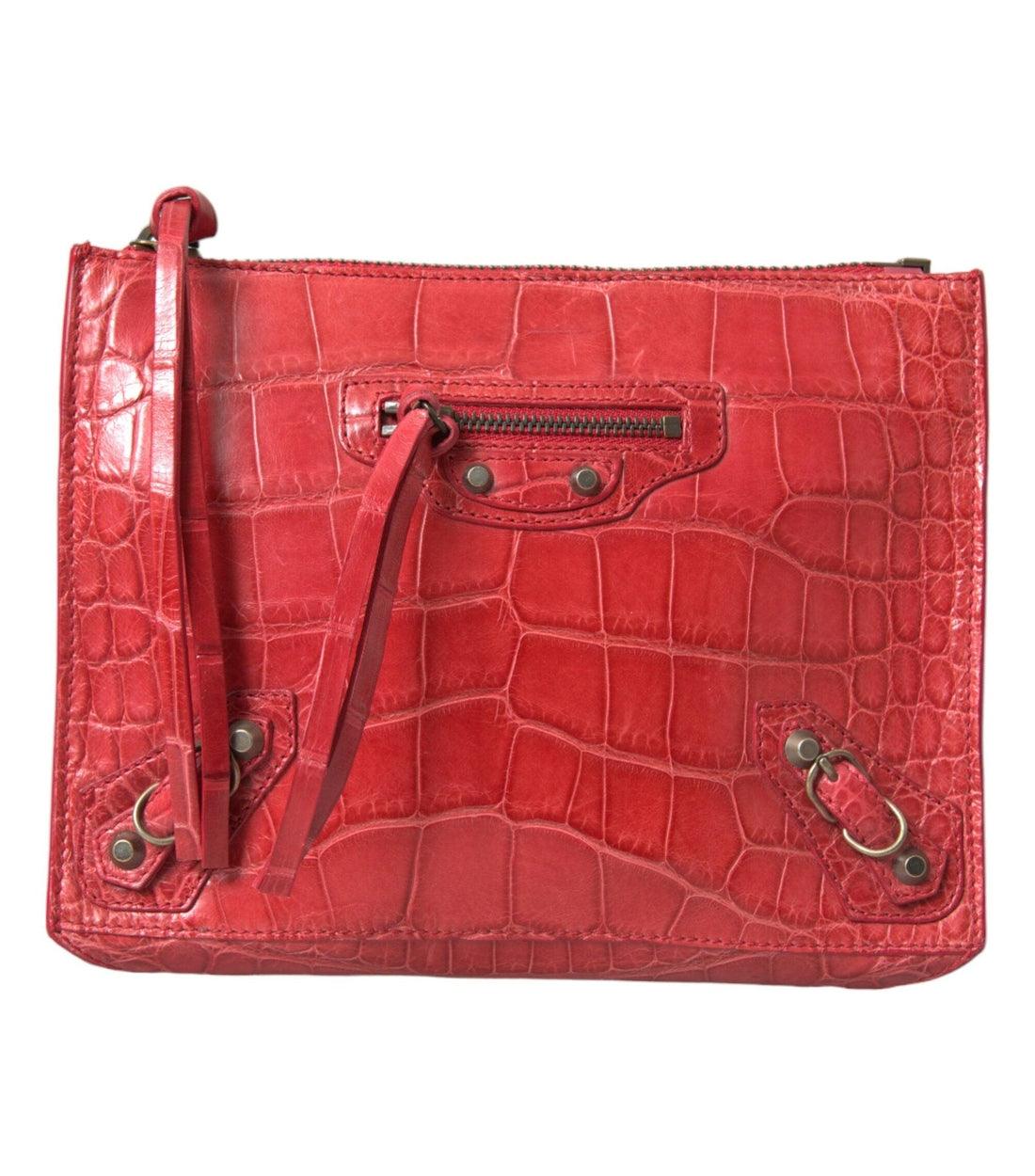 Balenciaga Luxe Rode Clutch van Alligatorleer