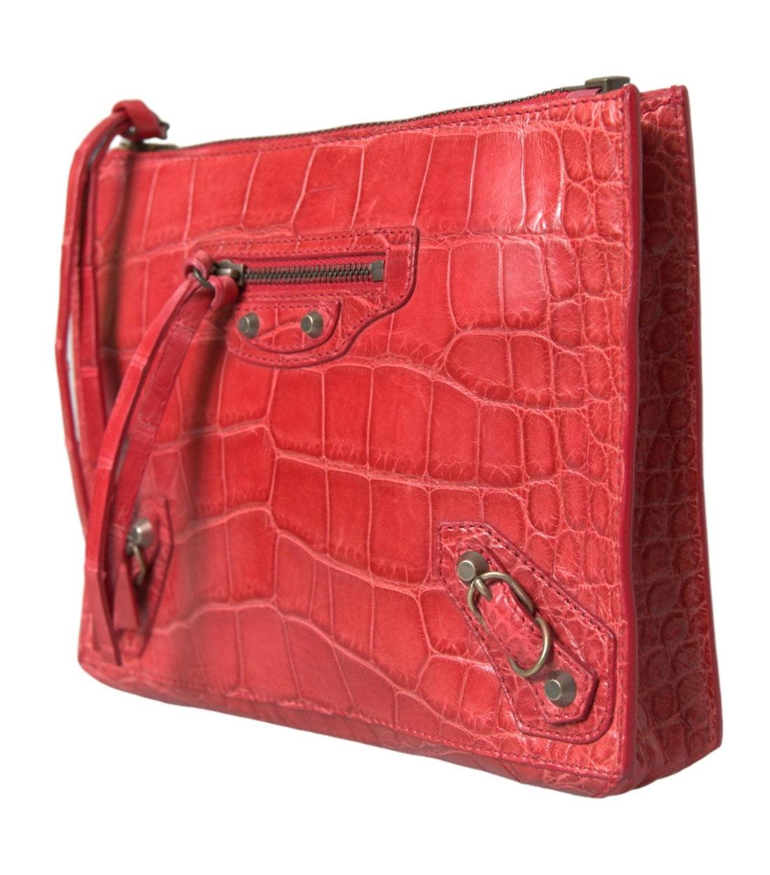 Balenciaga Luxe Rode Clutch van Alligatorleer