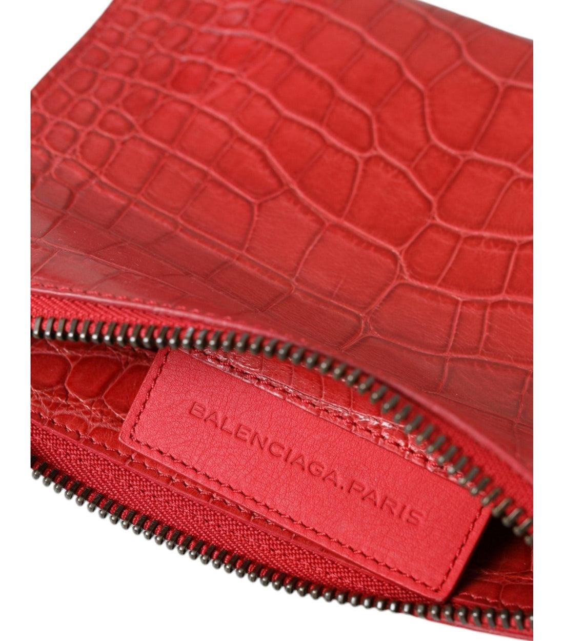 Balenciaga Luxe Rode Clutch van Alligatorleer