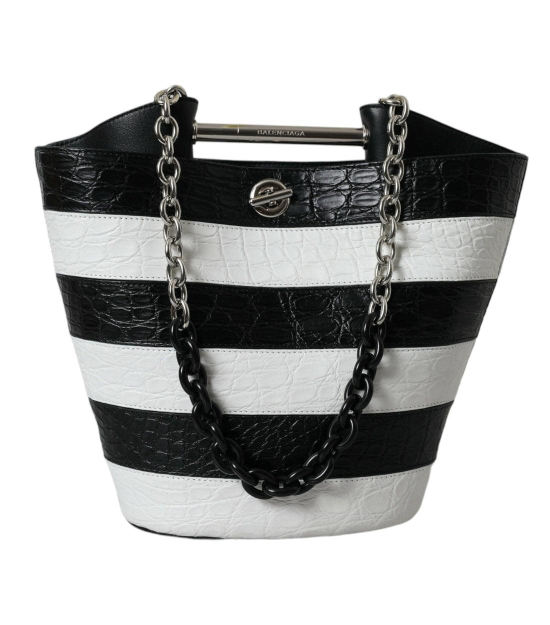 Balenciaga Luxe Zwarte Maxi Tas van Krokodillenleer