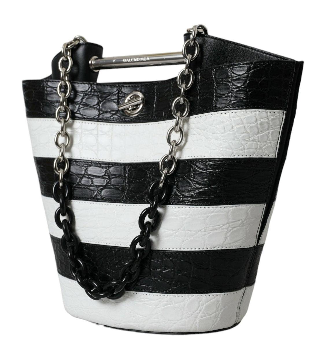 Balenciaga Luxe Zwarte Maxi Tas van Krokodillenleer