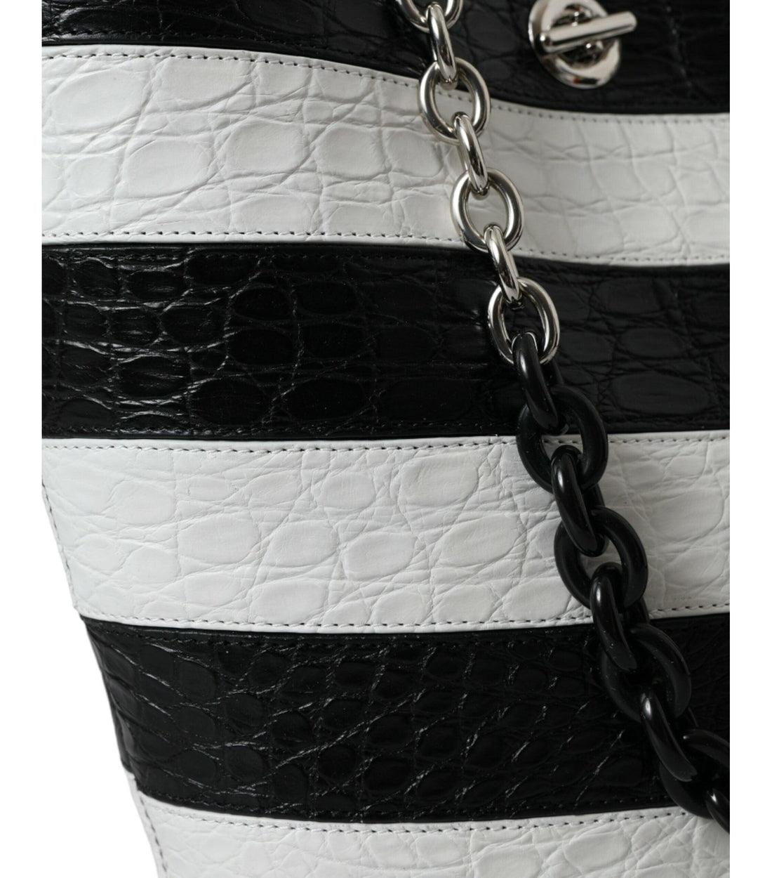 Balenciaga Luxe Zwarte Maxi Tas van Krokodillenleer