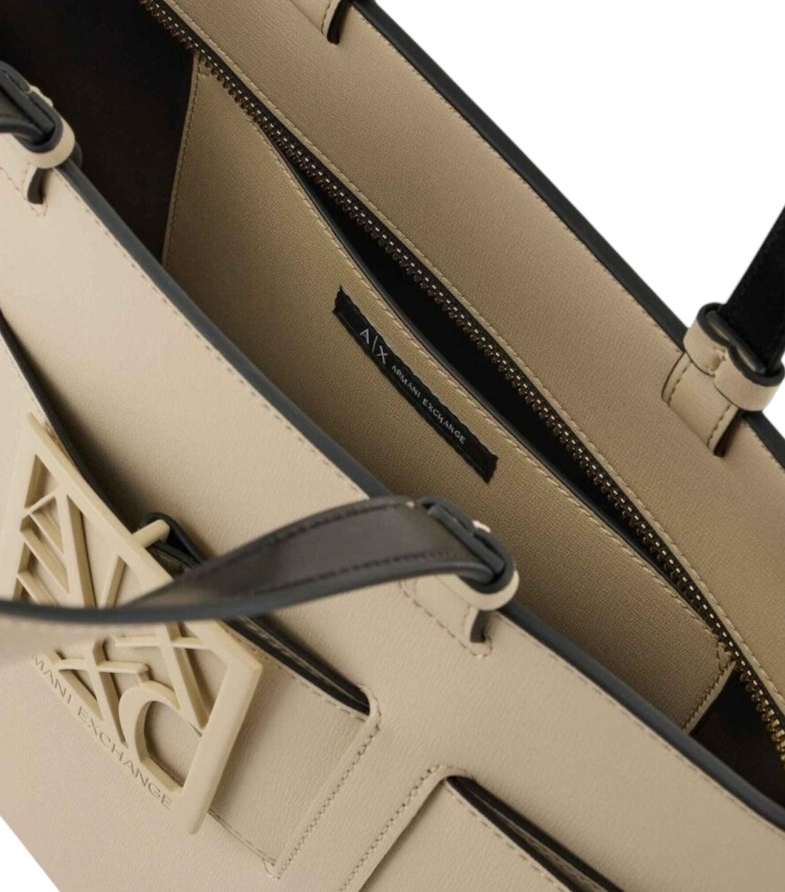 Armani Exchange Beige Tone-on-tone Shopper Tas