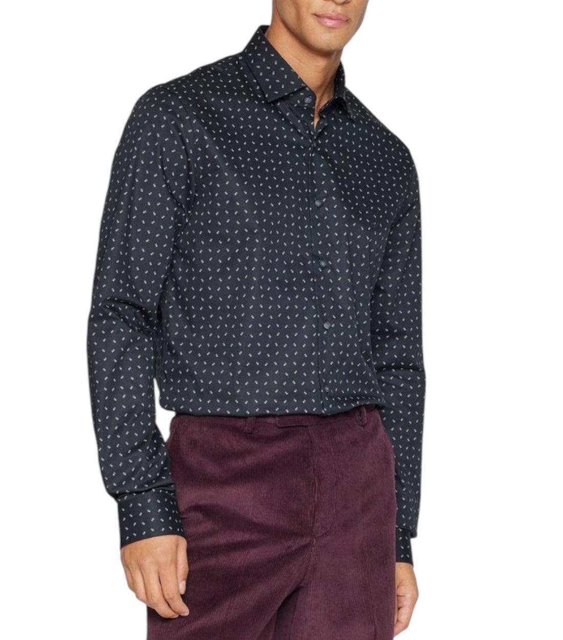Calvin Klein Zwart Twill Print Zakelijk Overhemd