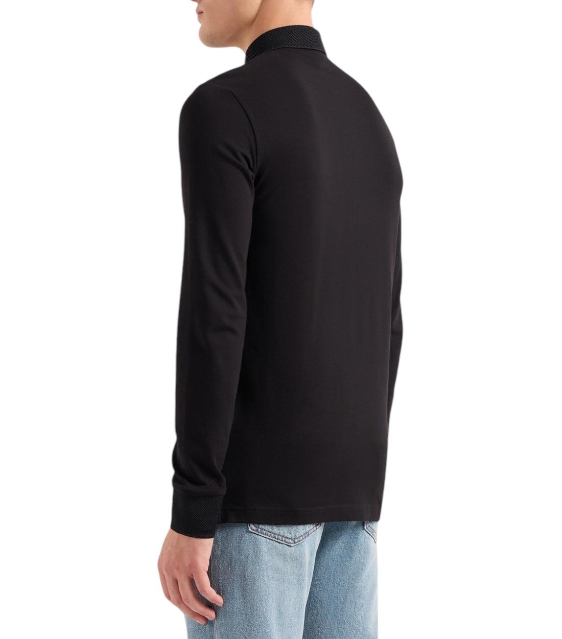 Armani Exchange Zwart Slim Fit Polo Met Lange Mouwen