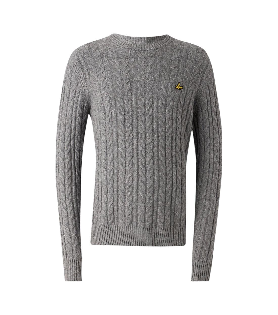 Lyle & Scott Grijze Cable Crew Neck