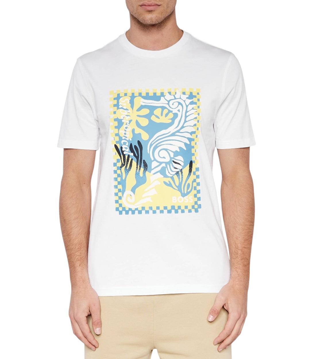 Boss Wit T-shirt Met Grafische Print