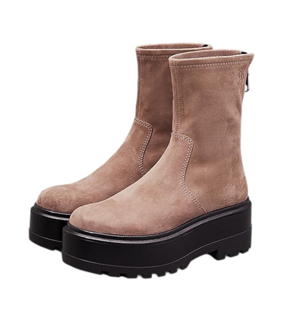 Calvin Klein Beige Plateau Laarzen Met Rits