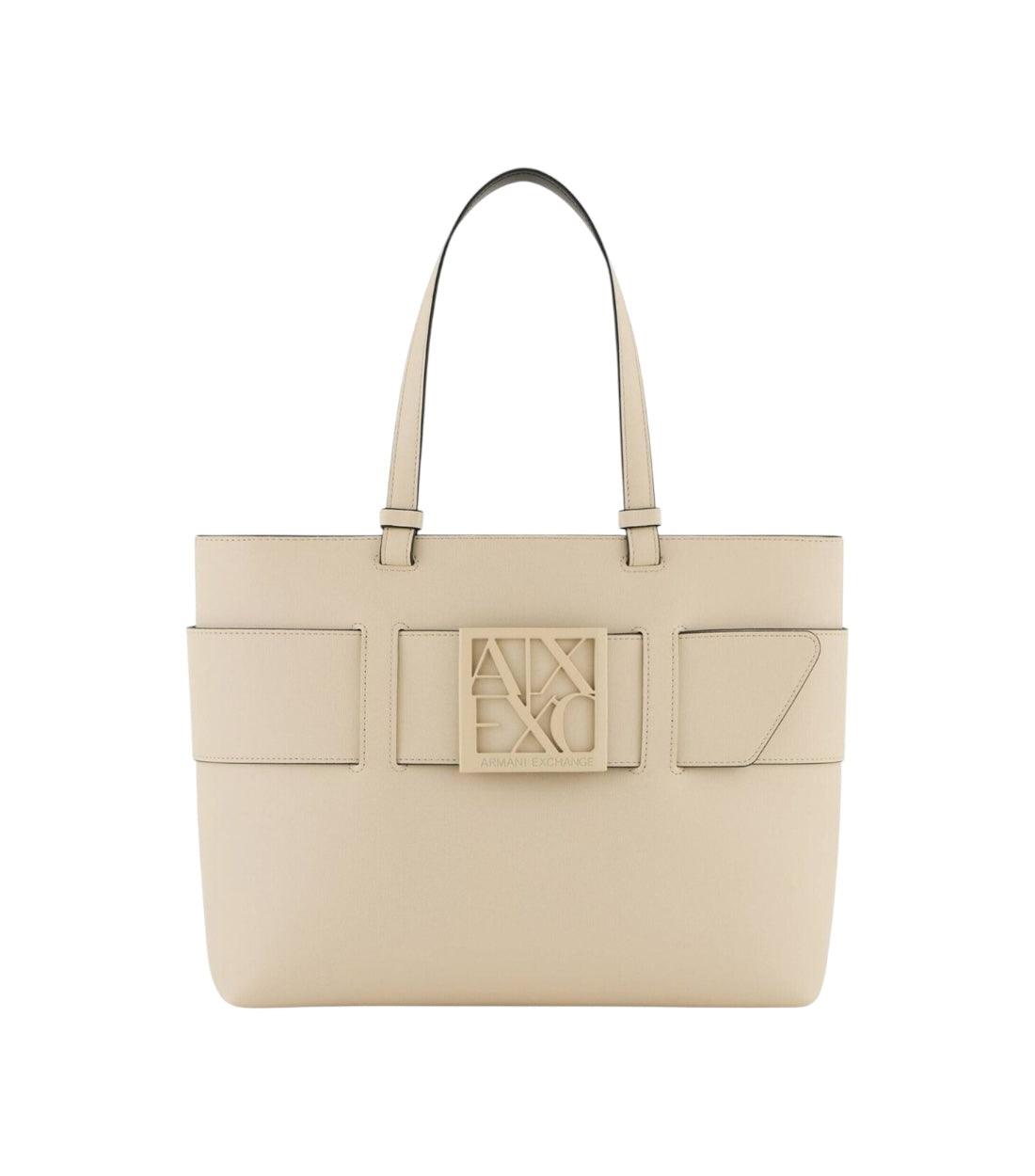 Armani Exchange Beige Tone-on-tone Shopper Tas