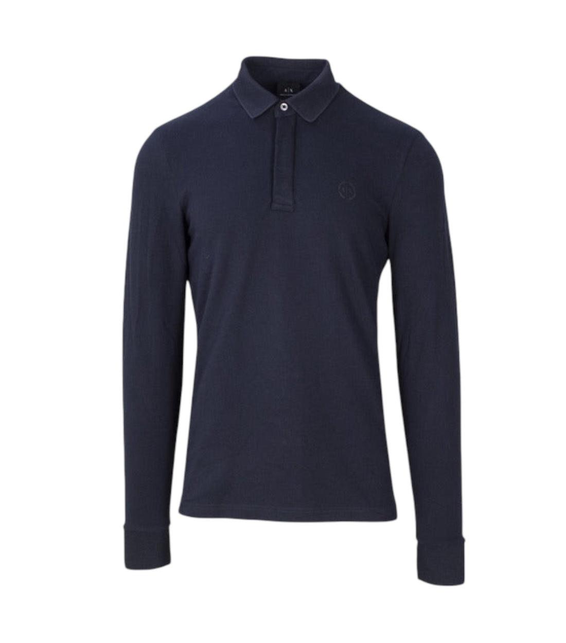 Armani Exchange Blauw Slim Fit Polo Top Met Lange Mouwen