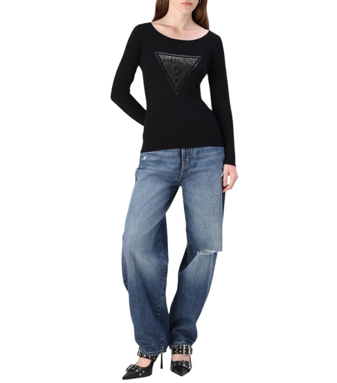 Guess Zwart TRIANGLE Logo Longsleeve