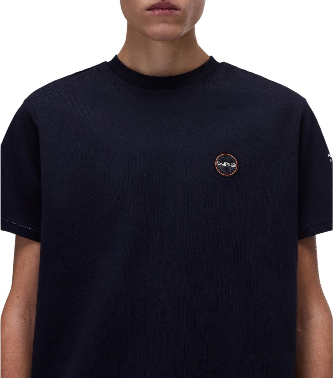 Napapijri Blauw Badge T-shirt Voor Heren Katoen Korte Mouwen