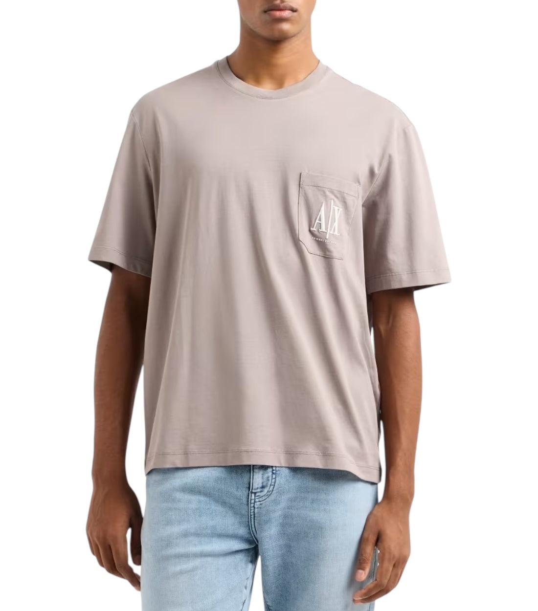 Armani Exchange Beige Logo T-shirt Met Vakje