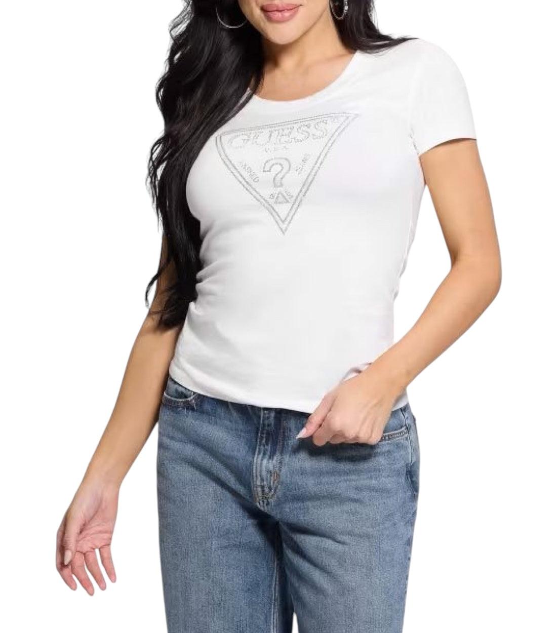 Guess Wit T-SHIRT Met Glanzend Logo