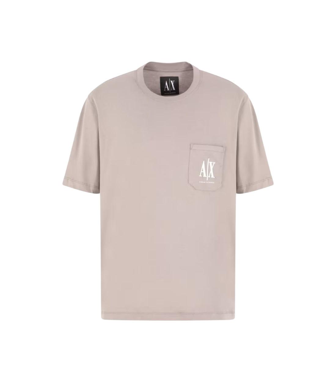 Armani Exchange Beige Logo T-shirt Met Vakje