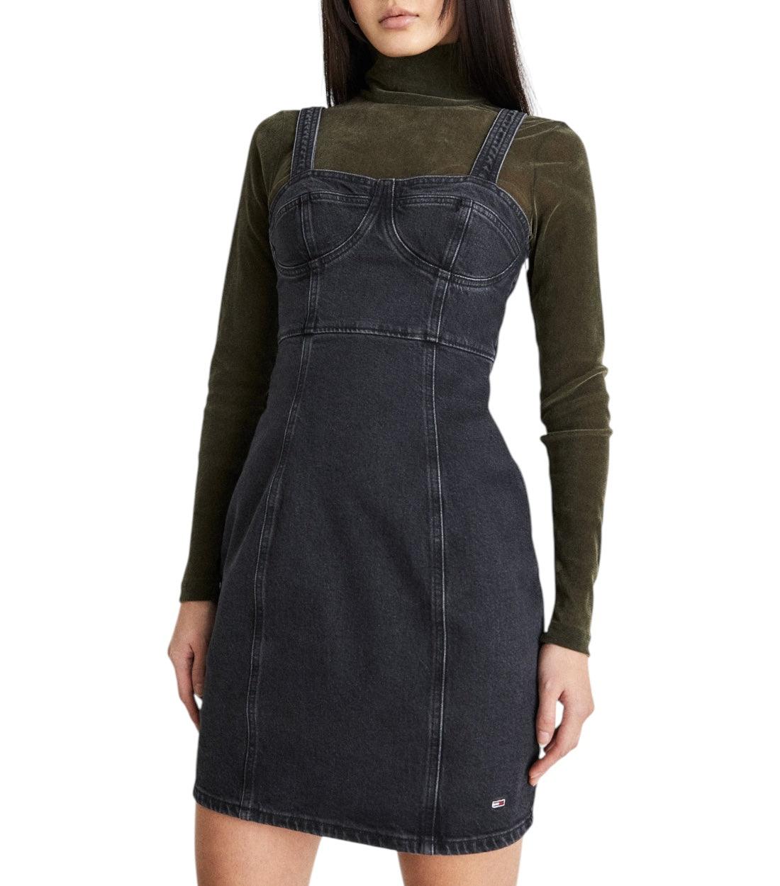 Tommy Hilfiger Jeans Bustier Zwart Denim Jurk