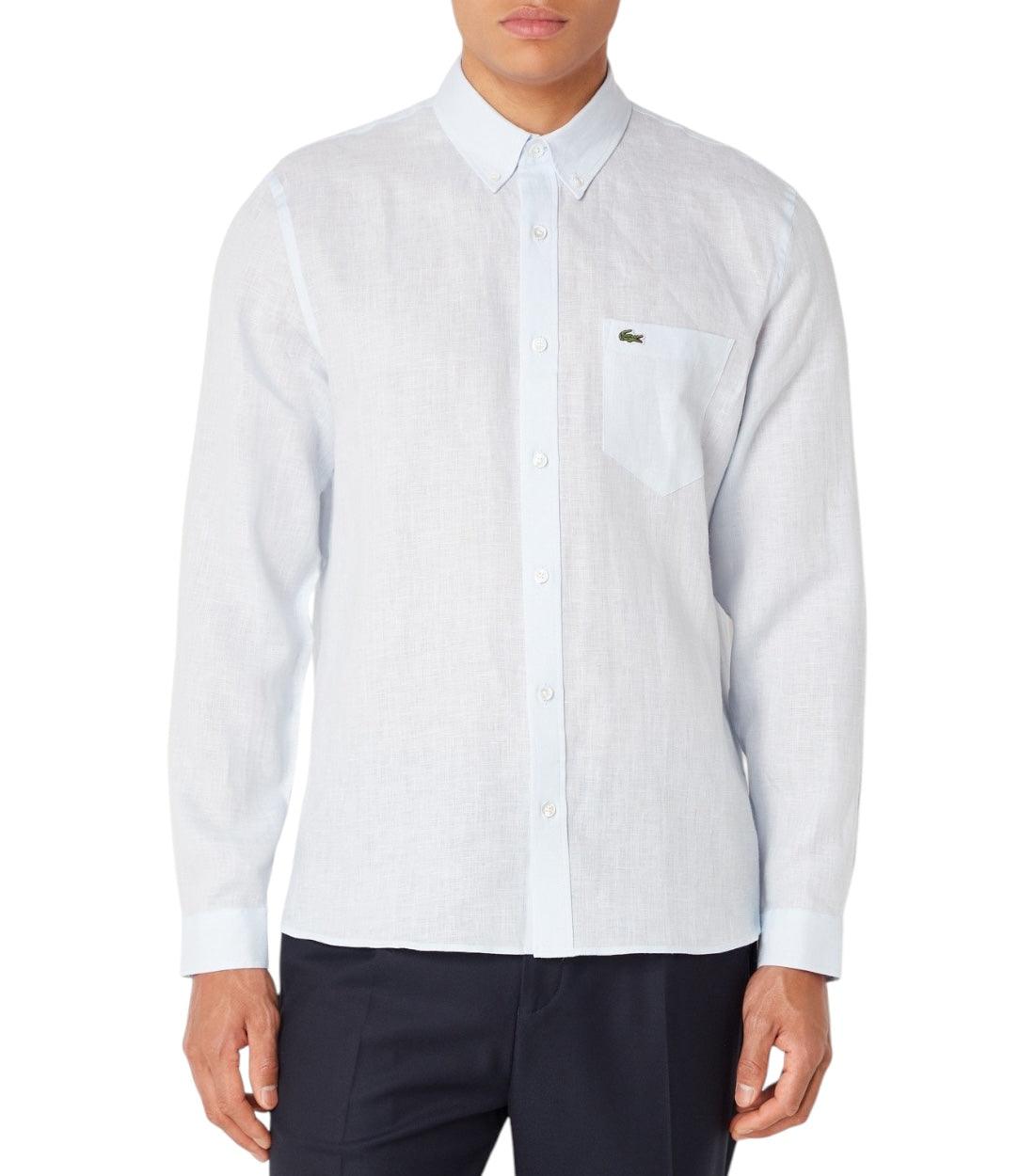 Lacoste Blauw Linnen Regular Fit Overhemd