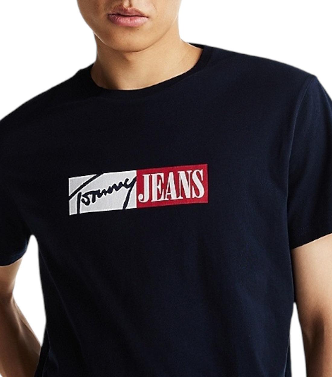 Tommy Hilfiger Jeans Donkerblauwe Signature Logo T-shirt