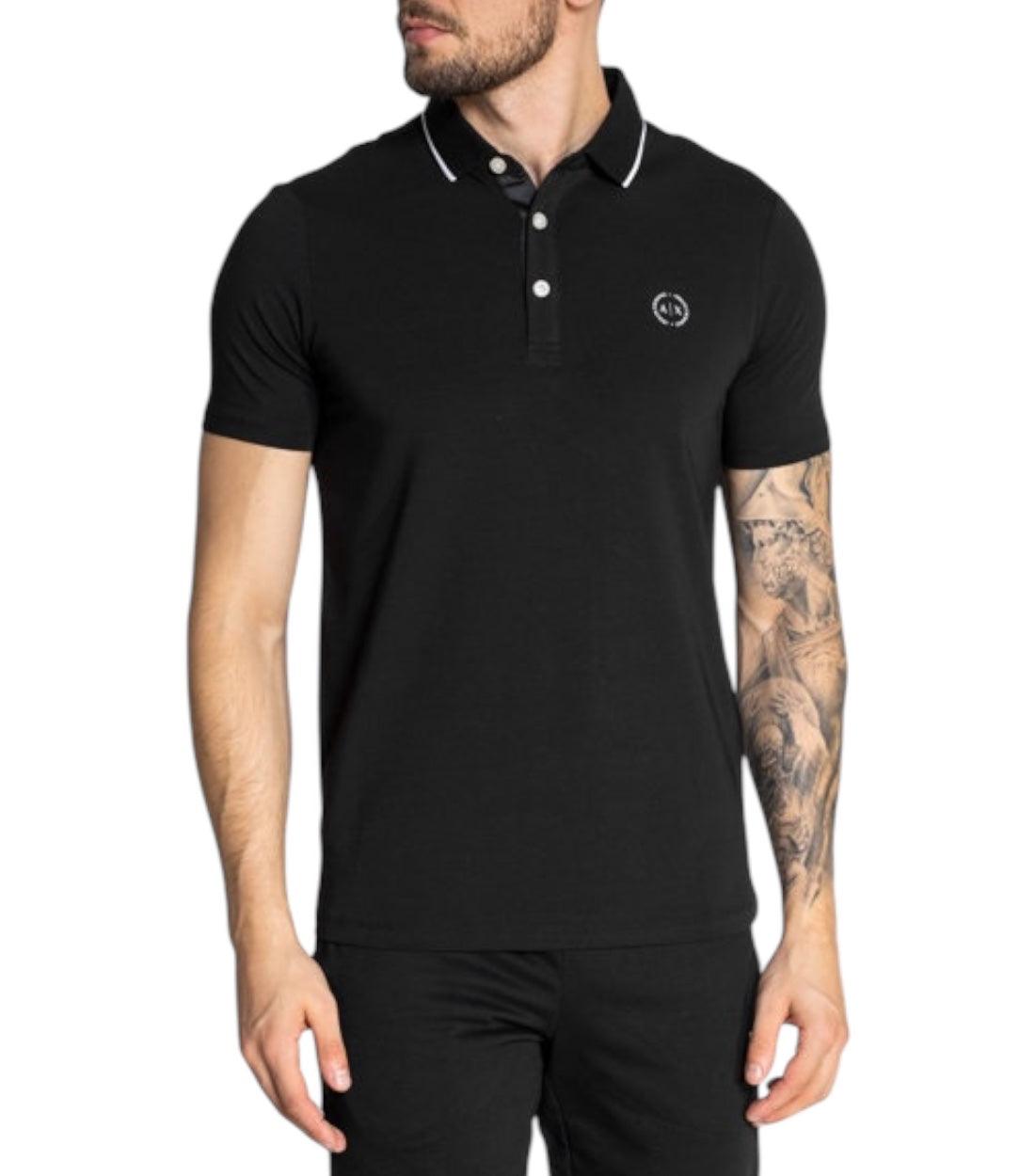 Armani Exchange Zwart Korte Mouw Polo Top Met Logo