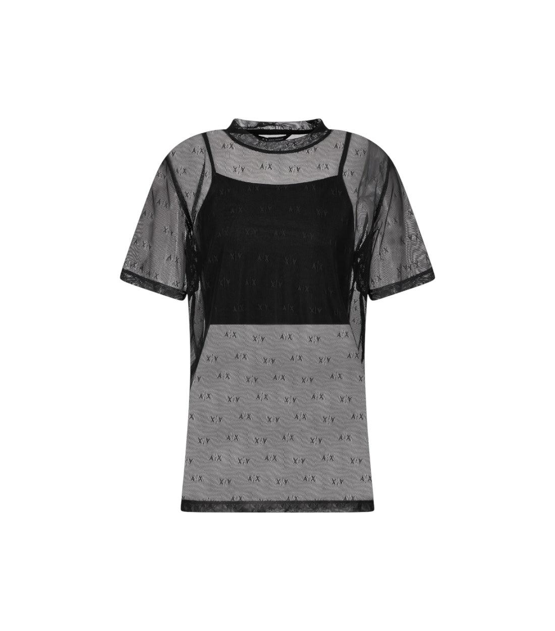 Armani Exchange Zwarte Mesh T-shirt