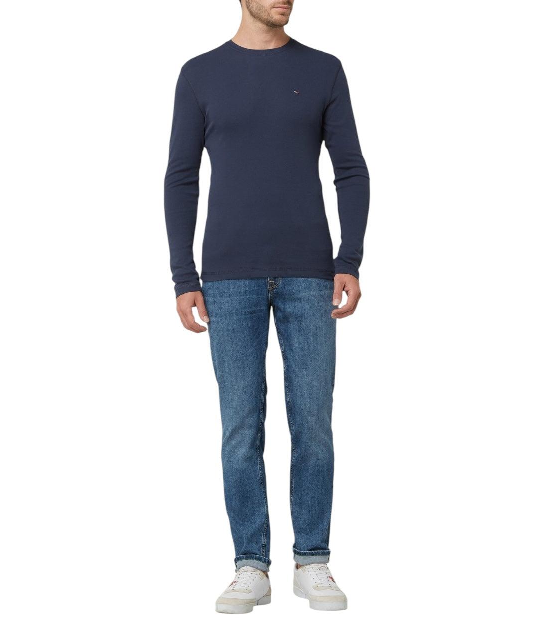 Tommy Hilfiger Blauw Gemêleerd Slim Fit Longsleeve
