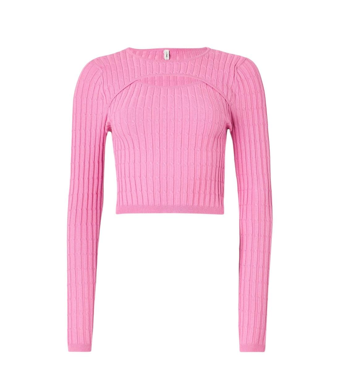 Only Roze Croptop met Lange Mouwen