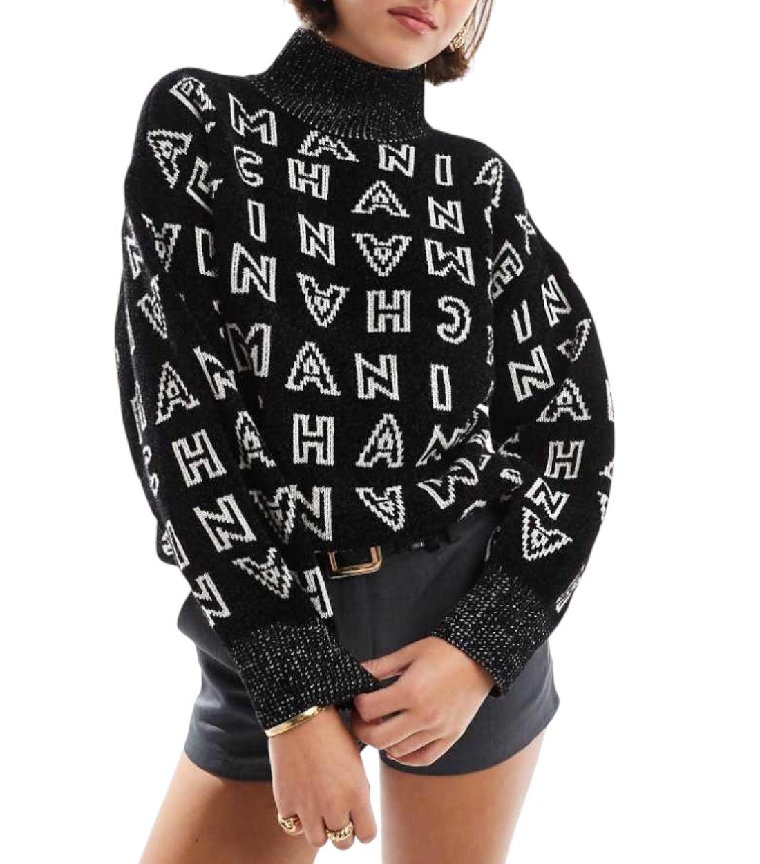 Armani Exchange Zwart Hoogsluitende Trui Met Print