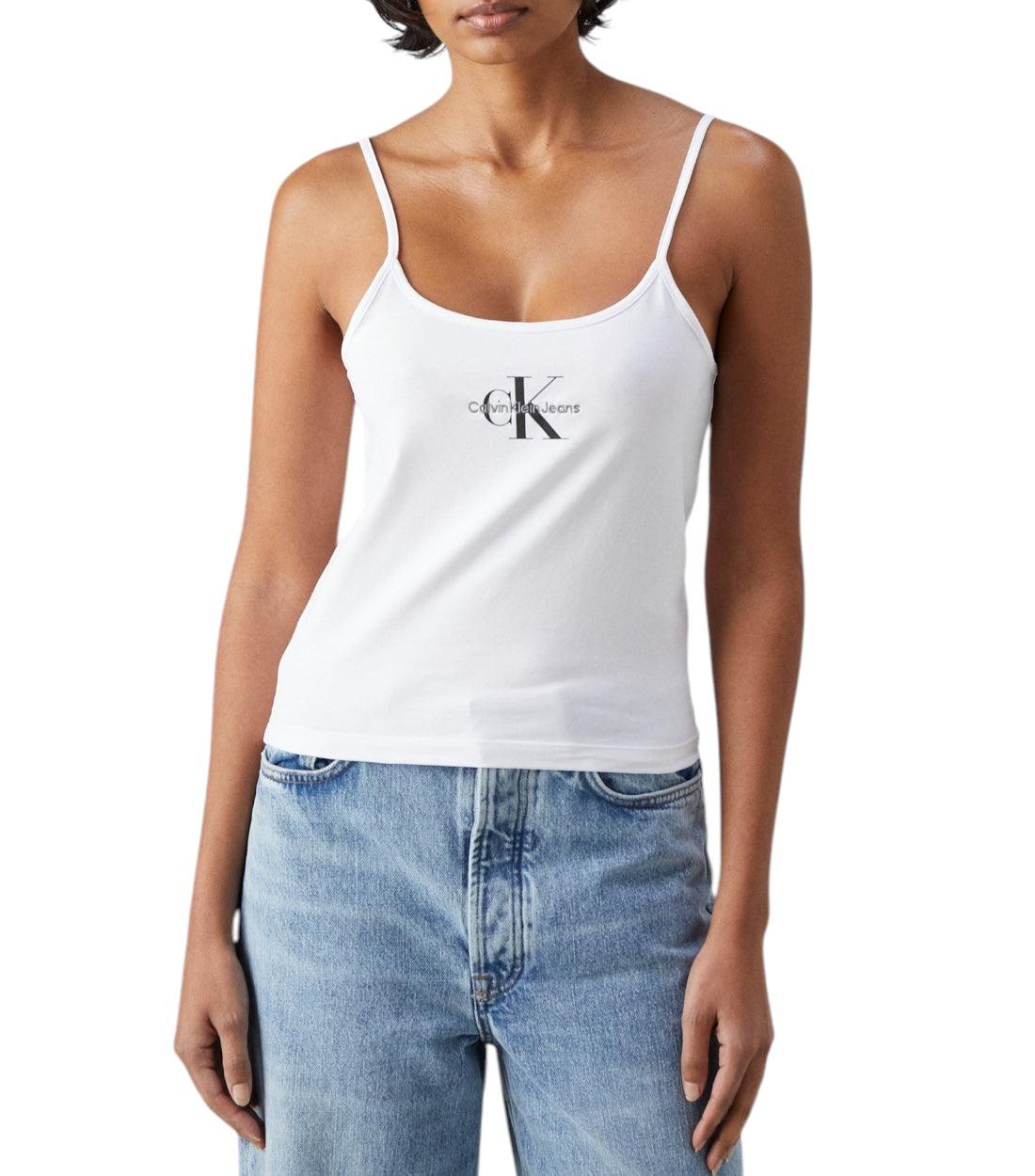 Calvin Klein Jeans Wit Monologo Strappy Tanktop