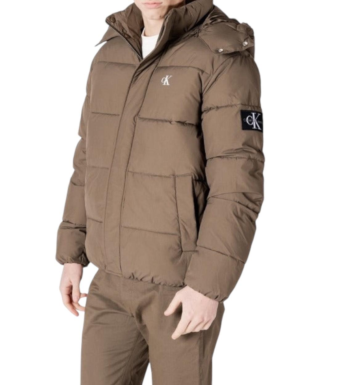 Calvin Klein Jeans Bruin Pufferjas Met Logo