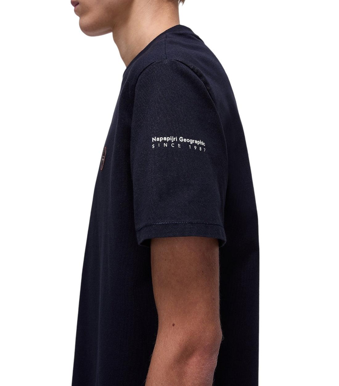Napapijri Blauw Badge T-shirt Voor Heren Katoen Korte Mouwen