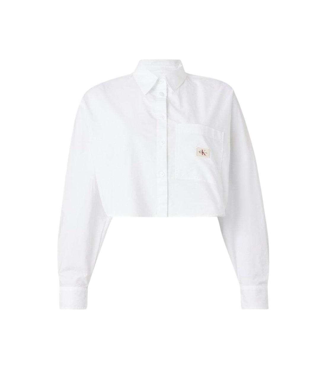 Calvin Klein Jeans Wit Label Cropped Blouse
