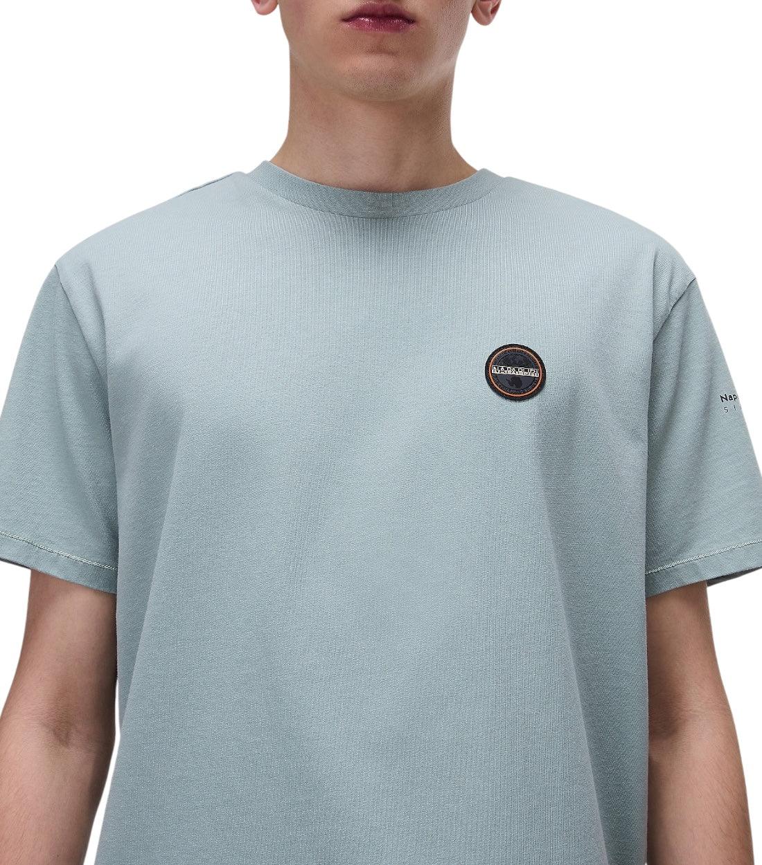 Napapijri Groen Badge T-Shirt Voor Heren Katoen Korte Mouwen
